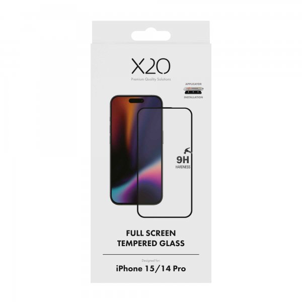 X2O iPhone 14 Pro/iPhone 15 -näytönsuoja, koko näyttö