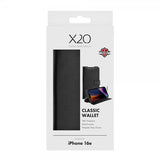 X2O iPhone 16e/17e Kotelo Classic Wallet Musta