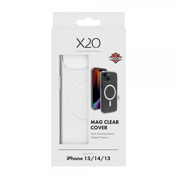 X2O iPhone 13/14/15 Suojakuori Mag Clear Läpinäkyvä