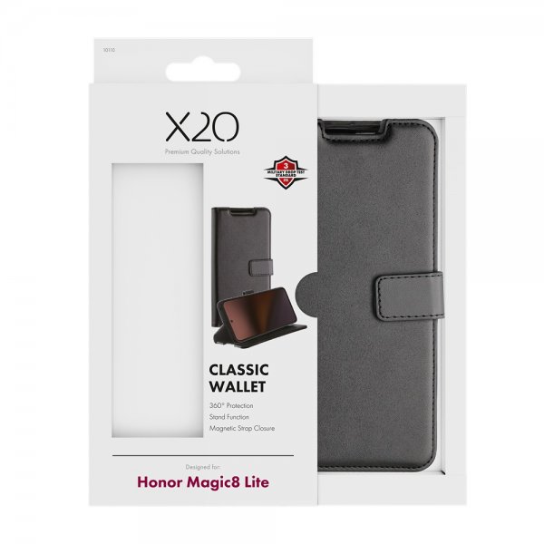 X2O Honor Magic 8 Lite Fodral Classic Wallet Musta