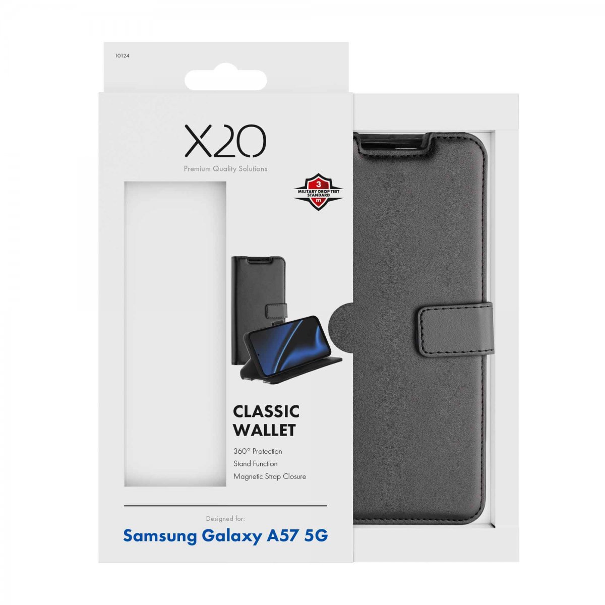 X2O Samsung Galaxy A57 Classic Wallet -kotelo, musta