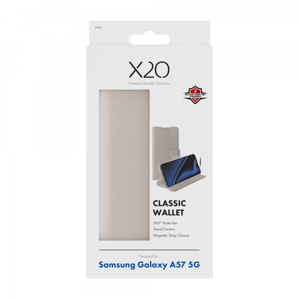 X2O Samsung Galaxy A57 Classic Wallet -kotelo, Greige