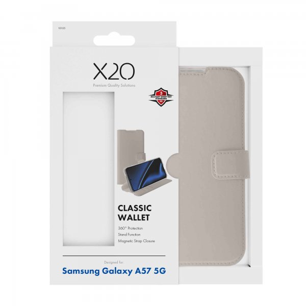 X2O Samsung Galaxy A57 Classic Wallet -kotelo, Greige