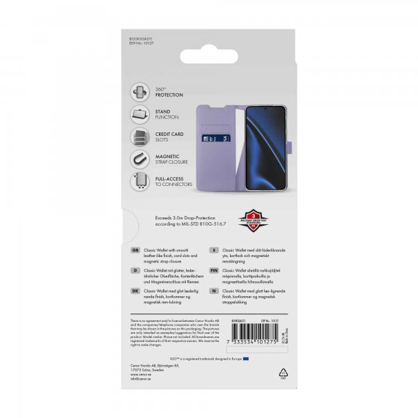 X2O Samsung Galaxy A57 Classic Wallet -kotelo, laventeli
