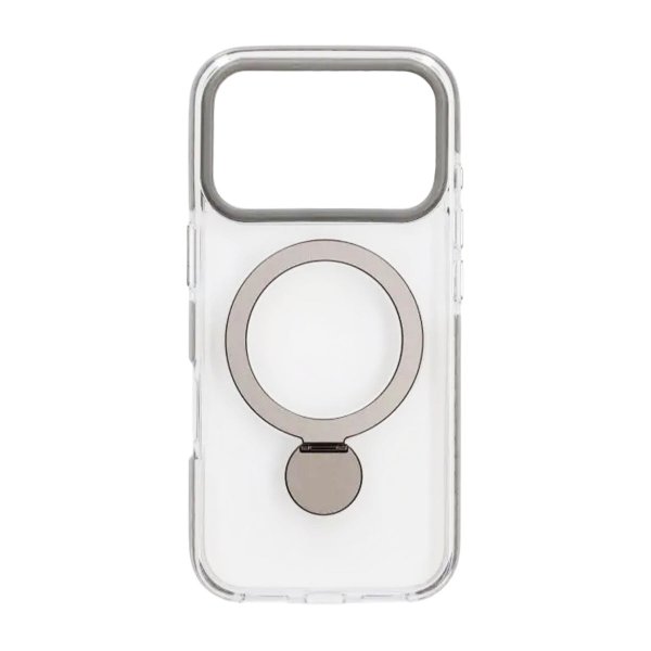 iPhone 17 Pro Max Kuori Rengasjalusta MagSafe Harmaa Läpinäkyvä