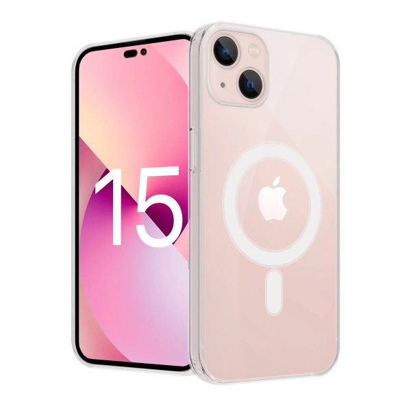 Rvelon iPhone 15 -kuori, MagSafe, TPU, läpinäkyvä
