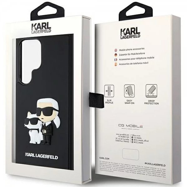 Karl Lagerfeld Samsung Galaxy S24 Ultra Kuori 3D Rubber Karl & Choupette Musta