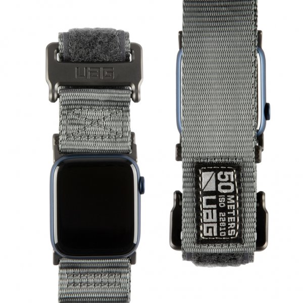Urban Armor Gear (UAG) Apple Watch 44/45/46mm/Apple Watch Ultra Active Strap LE -ranneke, tummanharmaa