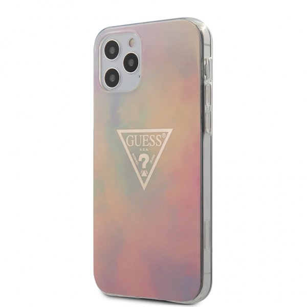 Guess iPhone 12 Pro Max -kuoret Gold Triangle Pink
