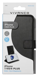 Vivanco iPhone 6/6S Plus/iPhone 7 Plus/iPhone 8 Plus -kotelo Classic Wallet, musta