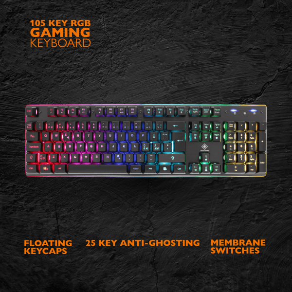 Deltaco Gaming DK220 -pelinäppäimistö, kalvokytkimet, RGB, musta