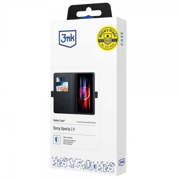 3mk Sony Xperia 1 V Kotelo Lompakko Musta
