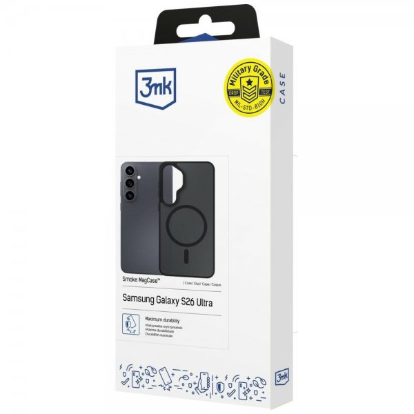 3mk Samsung Galaxy S26 Ultra Kuori Smoke MagCase Musta