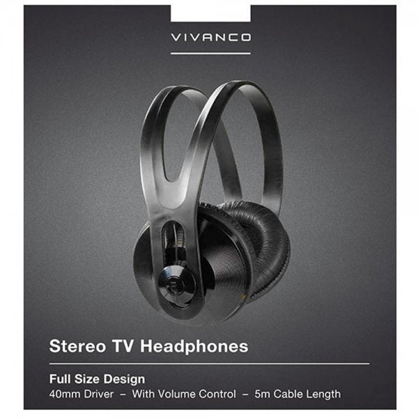 Vivanco Langalliset Over-Ear TV-kuulokkeet 5 m kaapelilla 3.5/6.3 mm