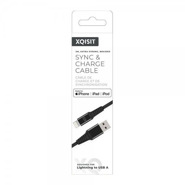 Xqisit Kaapeli Punottu USB-A – Lightning 2m Musta