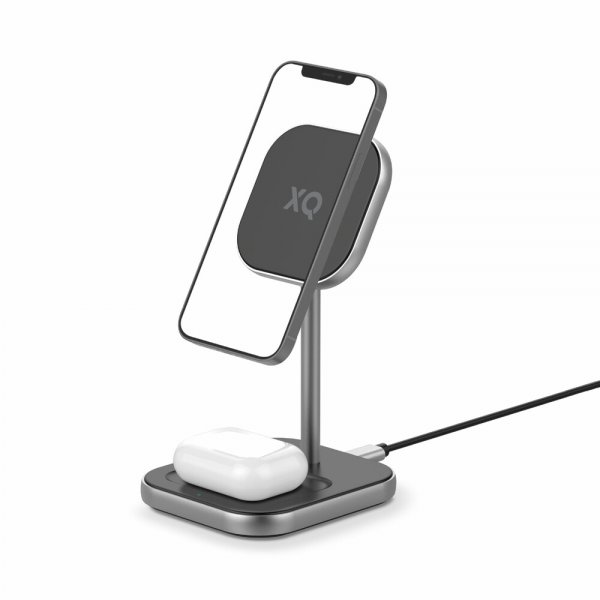 Xqisit Charging Station 2in1 MagSafe Musta