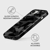 Burga iPhone 16e/iPhone 17e Suojakuori Tough Night Black Camo