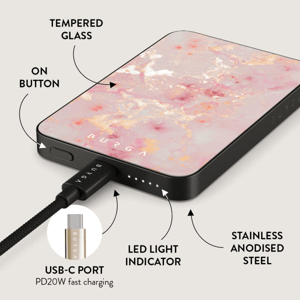 Burga Powerbank MagSafe 5000 mAh Golden Coral Harmaa