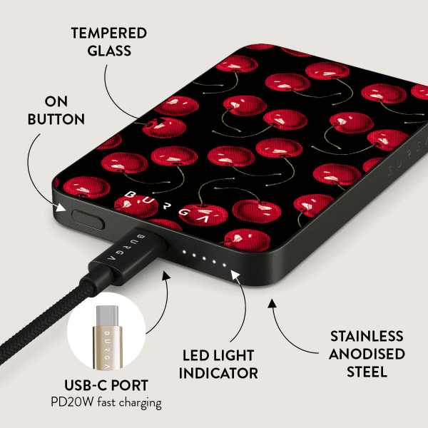 Burga Powerbank MagSafe 5000 mAh Cherrybomb Harmaa