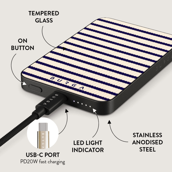 Burga Powerbank MagSafe 5000 mAh Old Money Harmaa