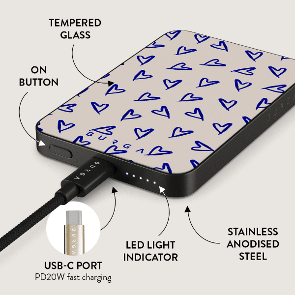Burga Powerbank MagSafe 5000 mAh Love Me Right Harmaa