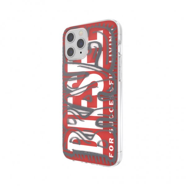 Diesel iPhone 12 Pro Max -kuori Snap Case Clear AOP Red/Grey