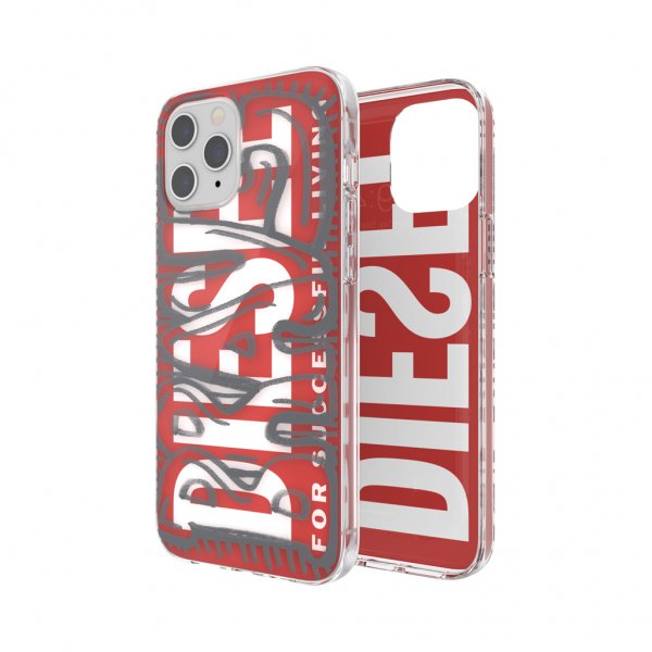 Diesel iPhone 12 Pro Max -kuori Snap Case Clear AOP Red/Grey