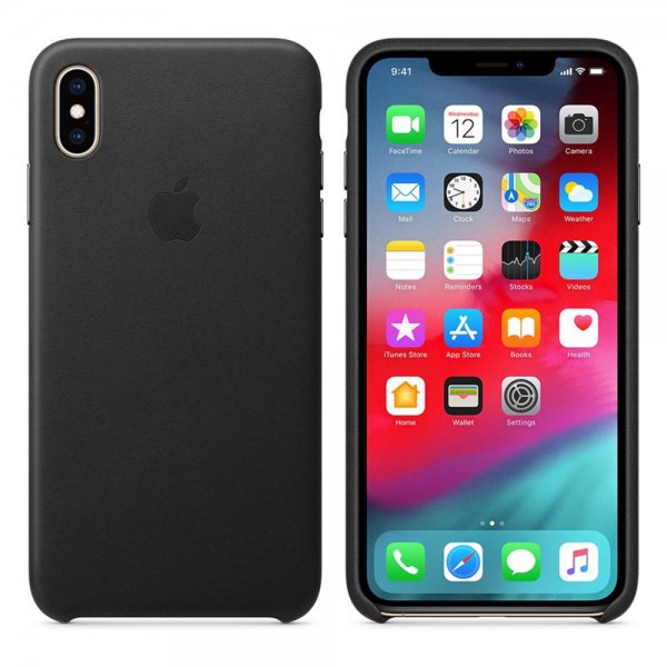 Applen alkuperäinen nahkakuori iPhone X/Xs:lle, musta