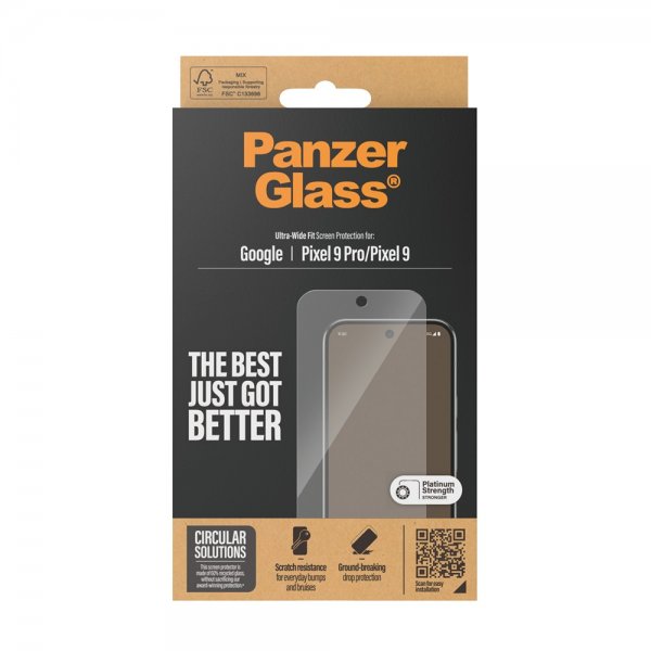 PanzerGlass Google Pixel 9/Pixel 9 Pro näytönsuoja Ultra-Wide Fit