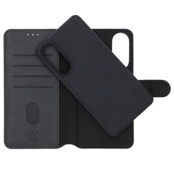 Rvelon Samsung Galaxy S25 FE -kotelo, 4 korttipaikkaa, irrotettava kuori, musta