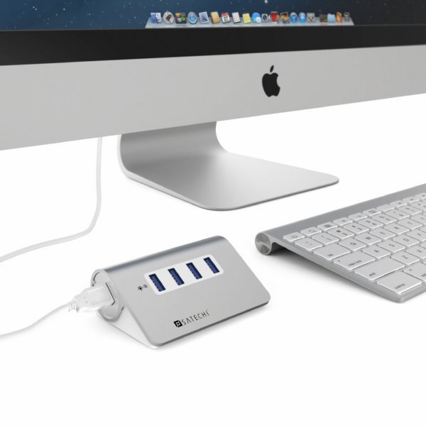 Satechi USB 3.0 -alumiinihubi 4 porttia hopea