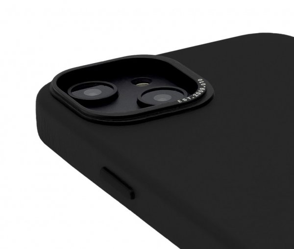 Decoded iPhone 14 Plus -kuoret, nahkainen takakansi, musta