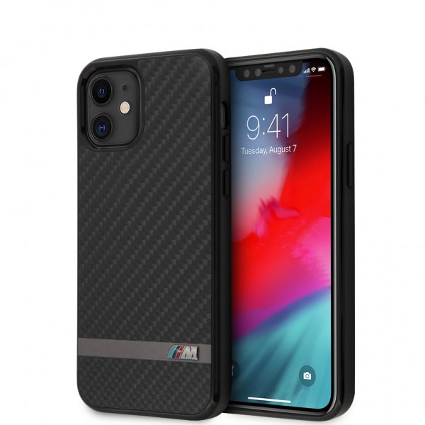 BMW iPhone 12 Mini Kuori Carbon & Alu Musta