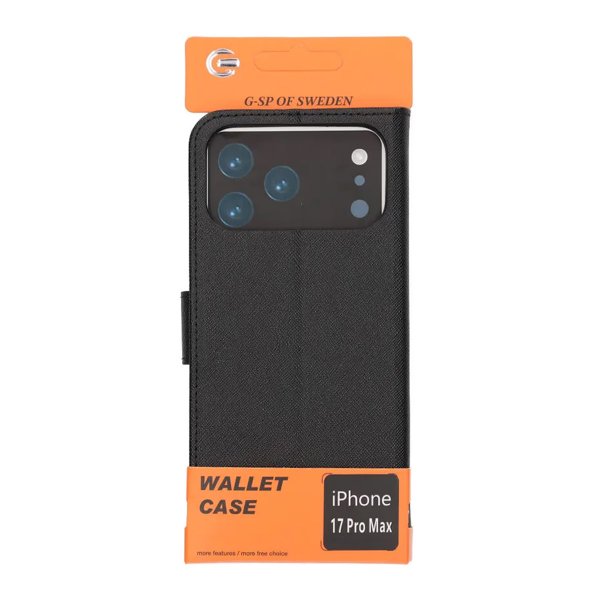 iPhone 17 Pro Max -suojakuori korttipaikalla, jalustatoiminnolla, musta