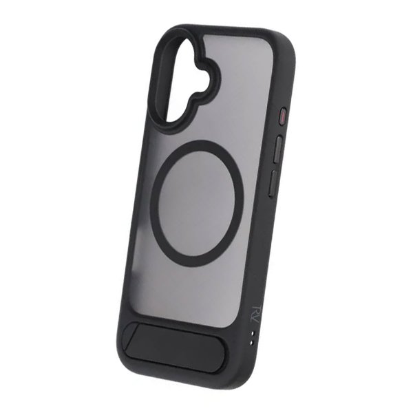 Rvelon iPhone 17 -kuori MagSafe-jalustalla, musta