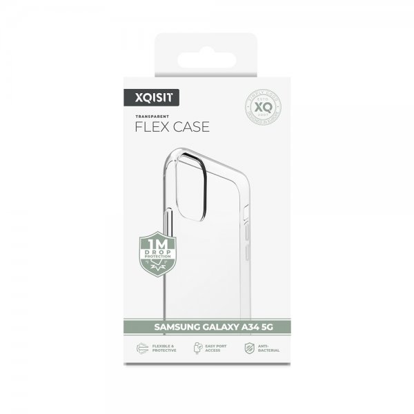 Xqisit Samsung Galaxy A34 5G kuori Flex Case Transparent