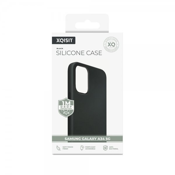 Xqisit Samsung Galaxy A34 5G kuori, silikonikotelo, musta
