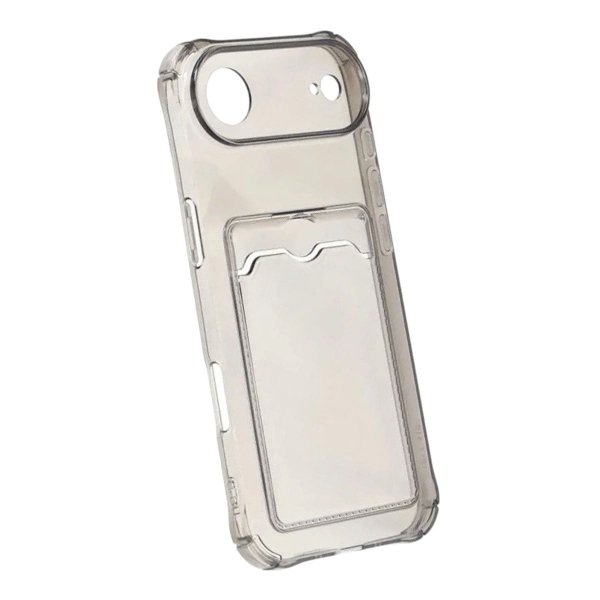 iPhone Air -kuori, korttipidike, läpinäkyvä musta