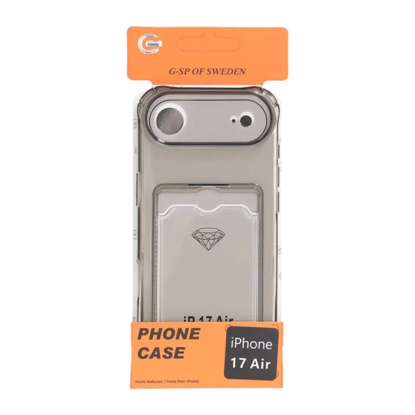 iPhone Air -kuori, korttipidike, läpinäkyvä musta