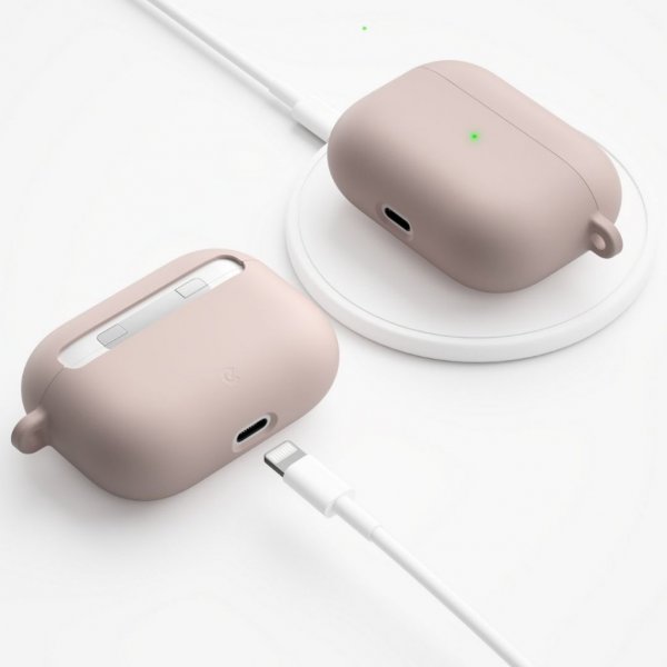 KeyBudz AirPods Pro -kotelo, PodSkinz HyBridShell Series -avaimenperäkotelo, pastellinroosa