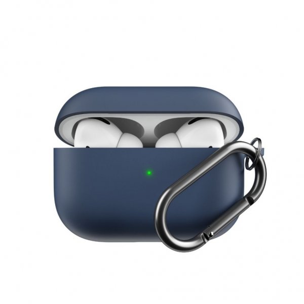 KeyBudz AirPods Pro -suojakuori, PodSkinz HyBridShell Series, avaimenperäkotelo, keskiyönsininen