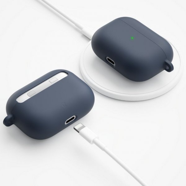KeyBudz AirPods Pro -suojakuori, PodSkinz HyBridShell Series, avaimenperäkotelo, keskiyönsininen