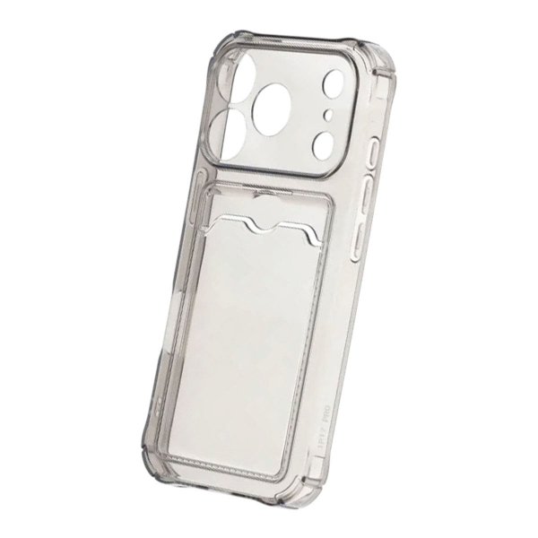 iPhone 17 Pro Kuori Korttipidike Läpinäkyvä Musta