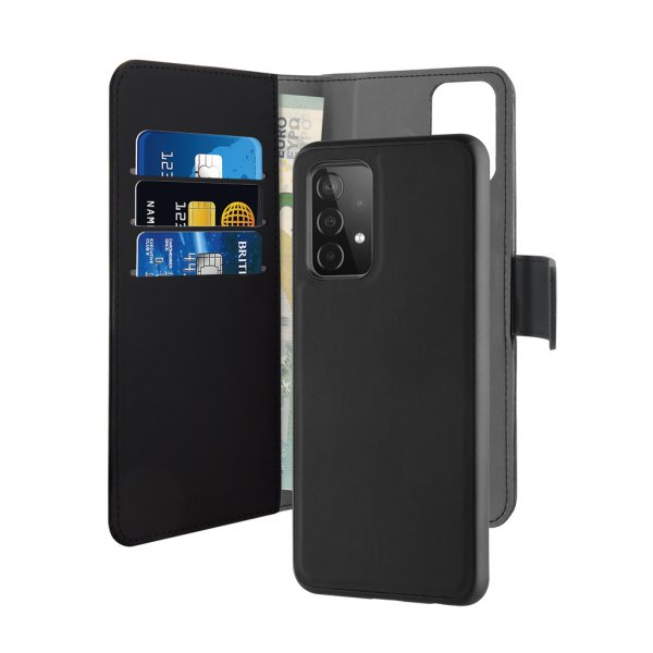 Puro Samsung Galaxy A52/A52s 5G Lompakkokotelo Irrotettava 2-in-1 Musta