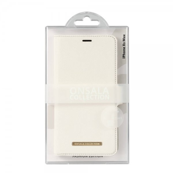 Onsala iPhone Xs Max -kuori, Fashion Edition, irrotettava, Saffiano-valkoinen