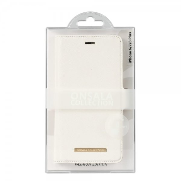 Onsala iPhone 6/6S Plus/iPhone 7 Plus/iPhone 8 Plus -suojakotelo, Fashion Edition, irrotettava kuori, Saffiano, valkoinen
