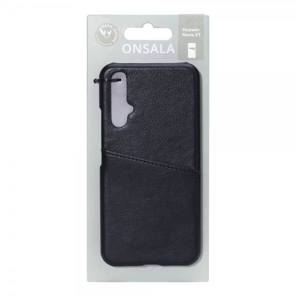 Onsala Huawei Nova 5T -kuori, jossa korttipaikka, musta