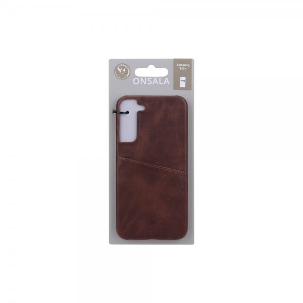 Onsala Samsung Galaxy S22 Plus -suojakotelo korttipaikalla, ruskea