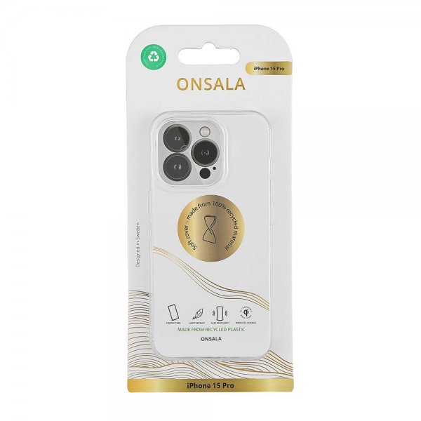Onsala iPhone 15 Pro -kuori, kierrätettyä TPU-muovia, läpinäkyvä