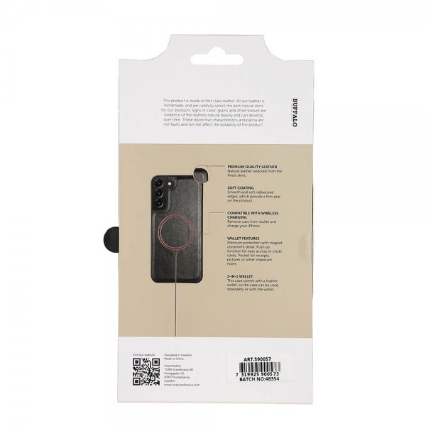 Buffalo Samsung Galaxy S22 Plus 2-in-1 Irrotettava Lompakkokotelo, Musta
